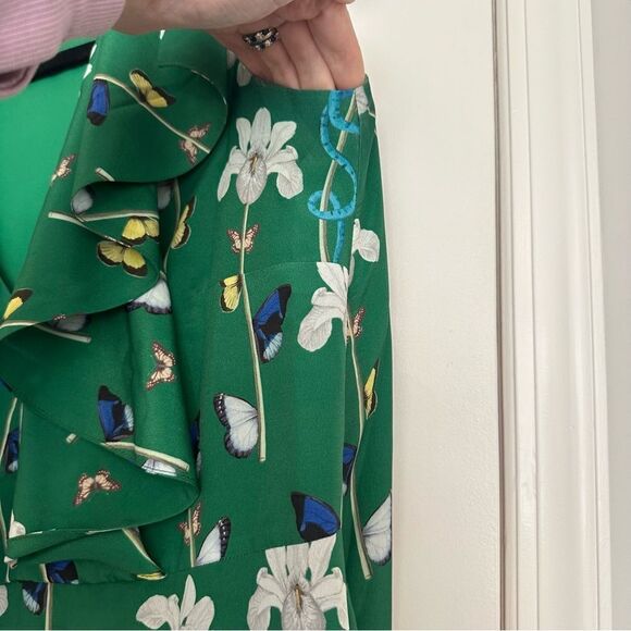 Borgo de Nor Green Garden of Eden Print Maxi Dress GUC US Size 4 with Tie Wrap - Picture 14 of 15